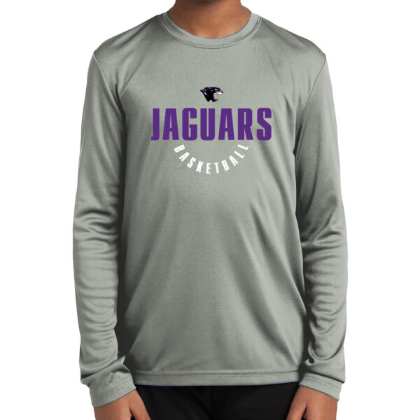 Toby Johnson Basketball Grey Youth Long Sleeve PosiCharge Competitor Tee Thumbnail